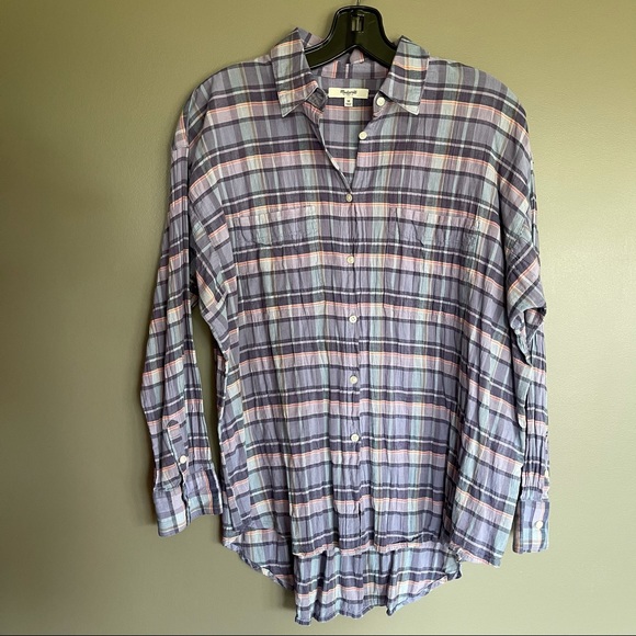 Madewell Oakbrook Plaid Trapeze Button Down‎ Shirt - Picture 6 of 16